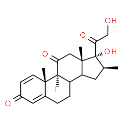 ChemSpider 2D Image | (8xi,14xi,16beta)-9-Fluoro-17,21-dihydroxy-16-methylpregna-1,4-diene-3,11,20-trione | C22H27FO5