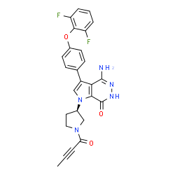 ChemSpider 2D Image | 4-Amino-1-[(3R)-1-(2-butynoyl)-3-pyrrolidinyl]-3-[4-(2,6-difluorophenoxy)phenyl]-1,6-dihydro-7H-pyrrolo[2,3-d]pyridazin-7-one | C26H21F2N5O3