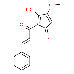 ChemSpider 2D Image | 3-Hydroxy-4-methoxy-2-[(2E)-3-phenyl-2-propenoyl]-2,4-cyclopentadien-1-one | C15H12O4