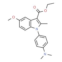 ChemSpider 2D Image | Ethyl 1-[4-(dimethylamino)phenyl]-5-methoxy-2-methyl-1H-indole-3-carboxylate | C21H24N2O3