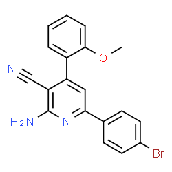 ChemSpider 2D Image | 2-Amino-6-(4-bromophenyl)-4-(2-methoxyphenyl)nicotinonitrile | C19H14BrN3O