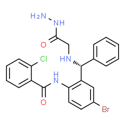 ChemSpider 2D Image | N-{4-Bromo-2-[(R)-[(2-hydrazino-2-oxoethyl)amino](phenyl)methyl]phenyl}-2-chlorobenzamide | C22H20BrClN4O2