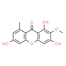 ChemSpider 2D Image | 1,3,6-Trihydroxy-2-methoxy-8-methyl-9H-xanthen-9-one | C15H12O6