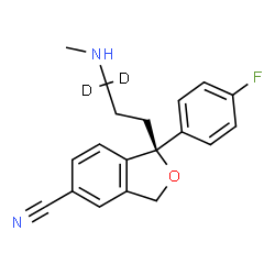 ChemSpider 2D Image | (1S)-1-(4-Fluorophenyl)-1-[3-(methylamino)(3,3-~2~H_2_)propyl]-1,3-dihydro-2-benzofuran-5-carbonitrile | C19H17D2FN2O