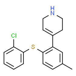 ChemSpider 2D Image | 4-{2-[(2-Chlorophenyl)sulfanyl]-5-methylphenyl}-1,2,3,6-tetrahydropyridine | C18H18ClNS