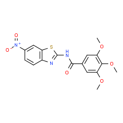 ChemSpider 2D Image | 3,4,5-Trimethoxy-N-(6-nitro-1,3-benzothiazol-2-yl)benzamide | C17H15N3O6S