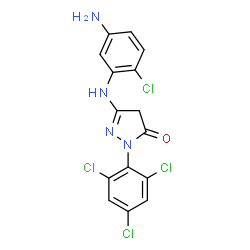 ChemSpider 2D Image | 1-(2,4,6-Trichlorophenyl)-3-(2-chloro-5-aminoanilino)-5-pyrazolinone | C15H10Cl4N4O