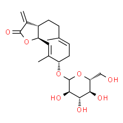 ChemSpider 2D Image | (3aS,6E,9S,10E,11aR)-6,10-Dimethyl-3-methylene-2-oxo-2,3,3a,4,5,8,9,11a-octahydrocyclodeca[b]furan-9-yl D-glucopyranoside | C21H30O8