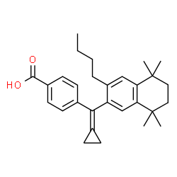 ChemSpider 2D Image | 4-[(3-Butyl-5,5,8,8-tetramethyl-5,6,7,8-tetrahydro-2-naphthalenyl)(cyclopropylidene)methyl]benzoic acid | C29H36O2