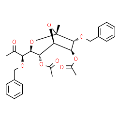 ChemSpider 2D Image | (1S,3S,4S,5R,6S,7R)-7-(Benzyloxy)-3-[(1R)-1-(benzyloxy)-2-oxopropyl]-1-methyl-2,8-dioxabicyclo[3.2.1]octane-4,6-diyl diacetate | C28H32O9