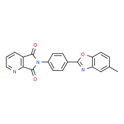 ChemSpider 2D Image | 6-[4-(5-Methyl-benzooxazol-2-yl)-phenyl]-pyrrolo[3,4-b]pyridine-5,7-dione | C21H13N3O3