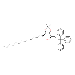 ChemSpider 2D Image | (1R)-1-{(4S,5R)-2,2-Dimethyl-5-[(1E)-1-tetradecen-1-yl]-1,3-dioxolan-4-yl}-2-(trityloxy)ethanol | C40H54O4