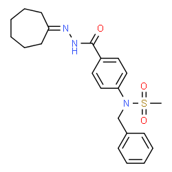 ChemSpider 2D Image | N-Benzyl-N-{4-[(2-cycloheptylidenehydrazino)carbonyl]phenyl}methanesulfonamide | C22H27N3O3S