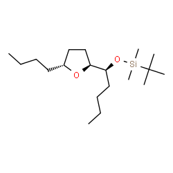 ChemSpider 2D Image | ({(1S)-1-[(2S,5R)-5-Butyltetrahydro-2-furanyl]pentyl}oxy)(dimethyl)(2-methyl-2-propanyl)silane | C19H40O2Si
