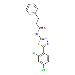 ChemSpider 2D Image | N-[5-(2,4-Dichlorophenyl)-1,3,4-thiadiazol-2-yl]-3-phenylpropanamide | C17H13Cl2N3OS