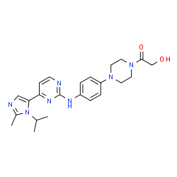 ChemSpider 2D Image | 2-Hydroxy-1-[4-(4-{[4-(1-isopropyl-2-methyl-1H-imidazol-5-yl)-2-pyrimidinyl]amino}phenyl)-1-piperazinyl]ethanone | C23H29N7O2