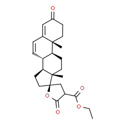ChemSpider 2D Image | Ethyl (8R,9S,10R,13S,14S,17R)-10,13-dimethyl-3,5'-dioxo-1,2,3,4',5',8,9,10,11,12,13,14,15,16-tetradecahydro-3'H-spiro[cyclopenta[a]phenanthrene-17,2'-furan]-4'-carboxylate | C25H32O5