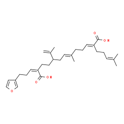 ChemSpider 2D Image | (2E,6E,12Z)-12-[3-(3-Furyl)propylidene]-9-isopropenyl-6-methyl-2-(4-methyl-3-penten-1-yl)-2,6-tridecadienedioic acid | C30H42O5