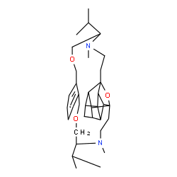 ChemSpider 2D Image | 5,18-Diisopropyl-4,19-dimethyl-7,16,31-trioxa-4,19-diazaoctacyclo[20.8.1.1~24,29~.0~1,27~.0~9,14~.0~22,26~.0~23,30~.0~25,28~]dotriaconta-9,11,13-triene | C35H52N2O3