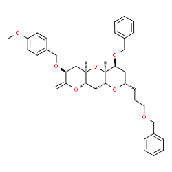 ChemSpider 2D Image | (3S,4aR,5aS,6S,8S,9aR,10aS)-6-(Benzyloxy)-8-[3-(benzyloxy)propyl]-3-[(4-methoxybenzyl)oxy]-4a,5a-dimethyl-2-methylenedecahydro-2H-dipyrano[3,2-b:2',3'-e]pyran | C39H48O7