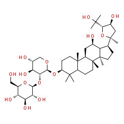 ChemSpider 2D Image | (3beta,5xi,12beta,13xi,23S,24S)-12,23,25-Trihydroxy-20,24-epoxydammaran-3-yl 2-O-beta-D-glucopyranosyl-beta-D-xylopyranoside | C41H70O14