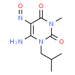 ChemSpider 2D Image | 6-Amino-1-isobutyl-3-methyl-5-nitroso-2,4(1H,3H)-pyrimidinedione | C9H14N4O3