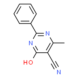 ChemSpider 2D Image | 4-hydroxy-6-methyl-2-phenylpyrimidine-5-carbonitrile | C12H9N3O