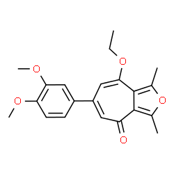ChemSpider 2D Image | 6-(3,4-Dimethoxy-phenyl)-8-ethoxy-1,3-dimethyl-cyclohepta[c]furan-4-one | C21H22O5