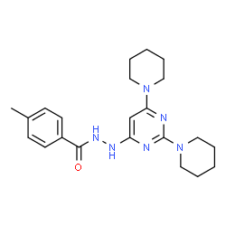 ChemSpider 2D Image | N'-[2,6-Di(1-piperidinyl)-4-pyrimidinyl]-4-methylbenzohydrazide | C22H30N6O