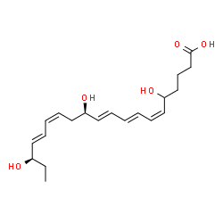 ChemSpider 2D Image | (6Z,8E,10E,12R,14Z,16E,18R)-5,12,18-Trihydroxy-6,8,10,14,16-icosapentaenoic acid | C20H30O5