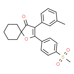 ChemSpider 2D Image | 3-(3-Methylphenyl)-2-[4-(methylsulfonyl)phenyl]-1-oxaspiro[4.5]dec-2-en-4-one | C23H24O4S