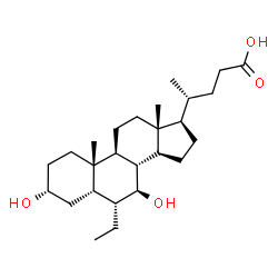 ChemSpider 2D Image | (3alpha,5beta,6alpha,7beta)-6-Ethyl-3,7-dihydroxycholan-24-oic acid | C26H44O4
