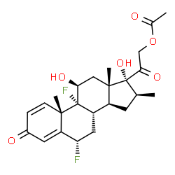 ChemSpider 2D Image | (6alpha,11beta,16beta)-6,9-Difluoro-11,17-dihydroxy-16-methyl-3,20-dioxopregna-1,4-dien-21-yl acetate | C24H30F2O6