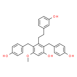 ChemSpider 2D Image | 2,4-Bis(4-hydroxybenzyl)-3-[2-(3-hydroxyphenyl)ethyl]-5-methoxyphenol | C29H28O5