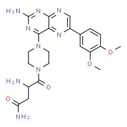 ChemSpider 2D Image | 3-Amino-4-{4-[2-amino-6-(3,4-dimethoxyphenyl)-4-pteridinyl]-1-piperazinyl}-4-oxobutanamide | C22H27N9O4