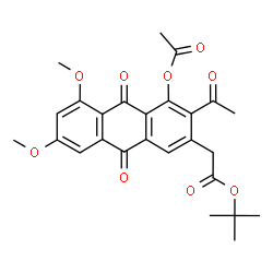 ChemSpider 2D Image | 2-Methyl-2-propanyl (4-acetoxy-3-acetyl-5,7-dimethoxy-9,10-dioxo-9,10-dihydro-2-anthracenyl)acetate | C26H26O9