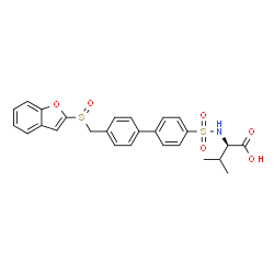 ChemSpider 2D Image | N-({4'-[(1-Benzofuran-2-ylsulfinyl)methyl]-4-biphenylyl}sulfonyl)-D-valine | C26H25NO6S2