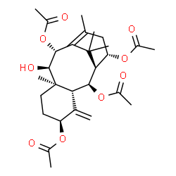 ChemSpider 2D Image | (2alpha,5alpha,9alpha,10beta,14beta)-9-Hydroxytaxa-4(20),11-diene-2,5,10,14-tetrayl tetraacetate | C28H40O9