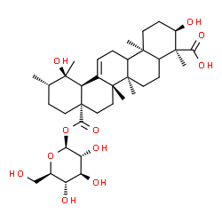ChemSpider 2D Image | 1-O-[(3alpha,5xi,9xi,20beta)-3,19,24-Trihydroxy-24,28-dioxours-12-en-28-yl]-beta-D-glucopyranose | C36H56O11