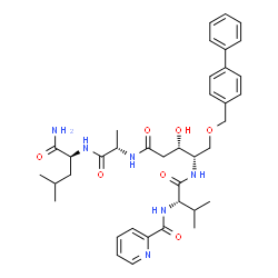 ChemSpider 2D Image | N-[(2S)-1-{[(2S,3S)-5-{[(2S)-1-{[(2S)-1-Amino-4-methyl-1-oxo-2-pentanyl]amino}-1-oxo-2-propanyl]amino}-1-(4-biphenylylmethoxy)-3-hydroxy-5-oxo-2-pentanyl]amino}-3-methyl-1-oxo-2-butanyl]-2-pyridinecar
boxamide | C38H50N6O7