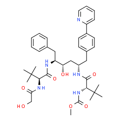 ChemSpider 2D Image | Methyl [(2S)-1-({(2S,4S,5S)-5-{[(2S)-2-(glycoloylamino)-3,3-dimethylbutanoyl]amino}-4-hydroxy-6-phenyl-1-[4-(2-pyridinyl)phenyl]-2-hexanyl}amino)-3,3-dimethyl-1-oxo-2-butanyl]carbamate (non-preferred 
name) | C39H53N5O7