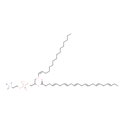 ChemSpider 2D Image | 2-[(4E,7E,10E,13E,16E,19E)-4,7,10,13,16,19-Docosahexaenoyloxy]-3-[(1Z)-1-hexadecen-1-yloxy]propyl 2-(trimethylammonio)ethyl phosphate | C46H80NO7P