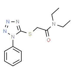 ChemSpider 2D Image | N,N-Diethyl-2-[(1-phenyl-1H-tetrazol-5-yl)sulfanyl]acetamide | C13H17N5OS