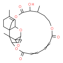 ChemSpider 2D Image | 12'-Hydroxy-5',13',25'-trimethyl-11'H,17'H,22'H-spiro[oxirane-2,26'-[2,10,16,23]tetraoxatetracyclo[22.2.1.0~3,8~.0~8,25~]heptacosa[4,18,20]triene]-11',17',22'-trione | C27H34O9