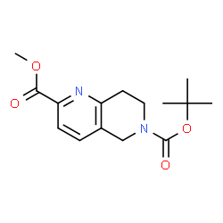 ChemSpider 2D Image | 6-tert-butyl 2-methyl 7,8-dihydro-1,6-naphthyridine-2,6(5H)-dicarboxylate | C15H20N2O4