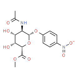 ChemSpider 2D Image | Methyl 4-nitrophenyl 2-acetamido-2-deoxy-beta-D-galactopyranosiduronate | C15H18N2O9