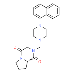 ChemSpider 2D Image | (8aS)-2-{[4-(1-Naphthyl)-1-piperazinyl]methyl}hexahydropyrrolo[1,2-a]pyrazine-1,4-dione | C22H26N4O2