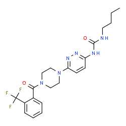 ChemSpider 2D Image | 1-Butyl-3-(6-{4-[2-(trifluoromethyl)benzoyl]-1-piperazinyl}-3-pyridazinyl)urea | C21H25F3N6O2