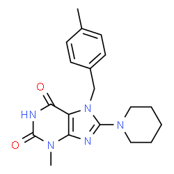 ChemSpider 2D Image | 3-Methyl-7-(4-methylbenzyl)-8-(1-piperidinyl)-3,7-dihydro-1H-purine-2,6-dione | C19H23N5O2