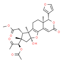 ChemSpider 2D Image | Methyl [(4R,4aR,6bS,7S,8S,9aS)-8-[(1R)-1-acetoxy-2-oxopropyl]-4-(3-furyl)-9a-hydroxy-4a,6b,8-trimethyl-2-oxo-2,4,4a,5,6,6b,7,8,9,9a-decahydrocyclopenta[4,5]furo[2,3-f]isochromen-7-yl]acetate | C29H34O10